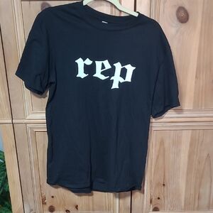 Gildan Black Tee with White Graphic